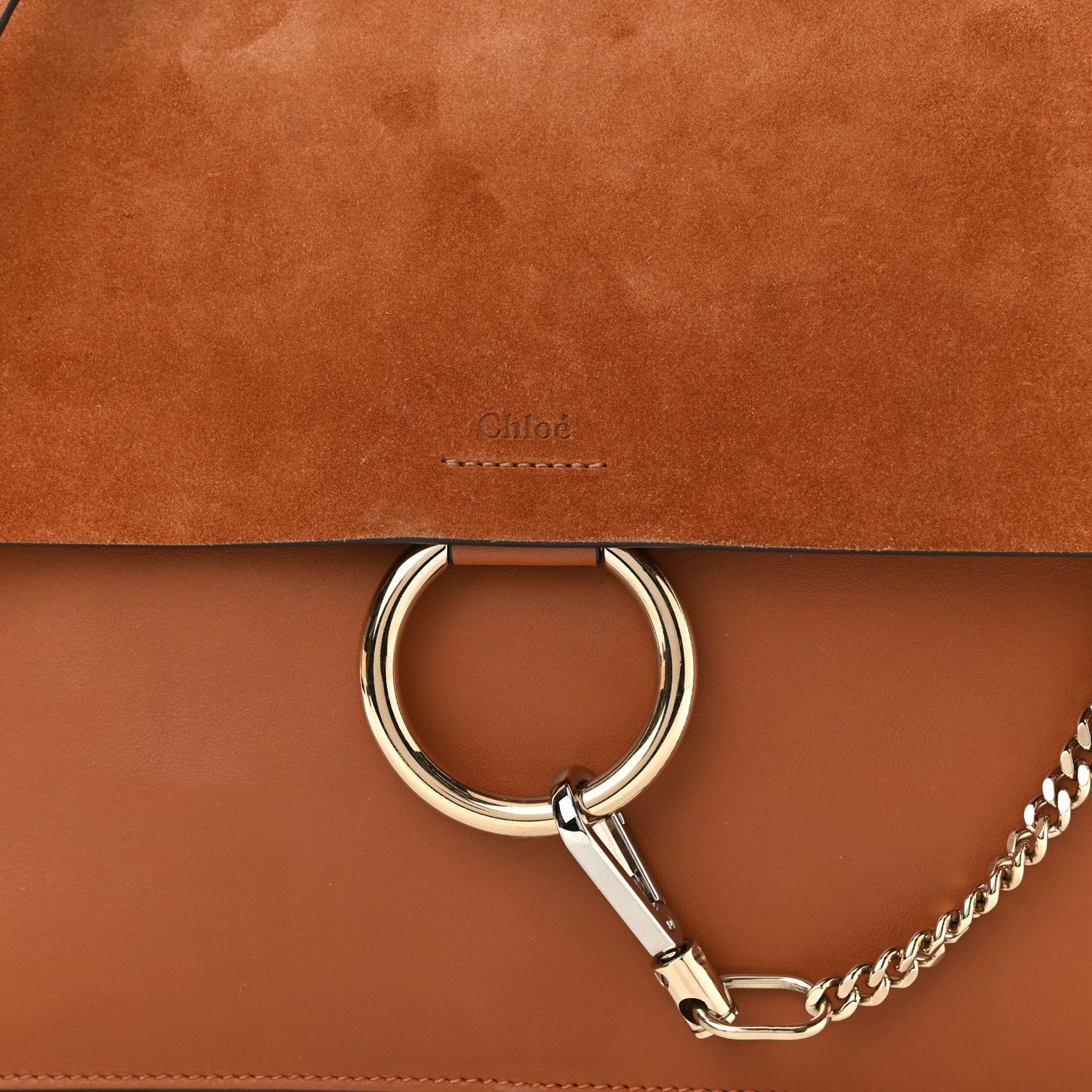 Chloe Suede Calfskin Medium Faye Shoulder Bag Caramel 8 of 11