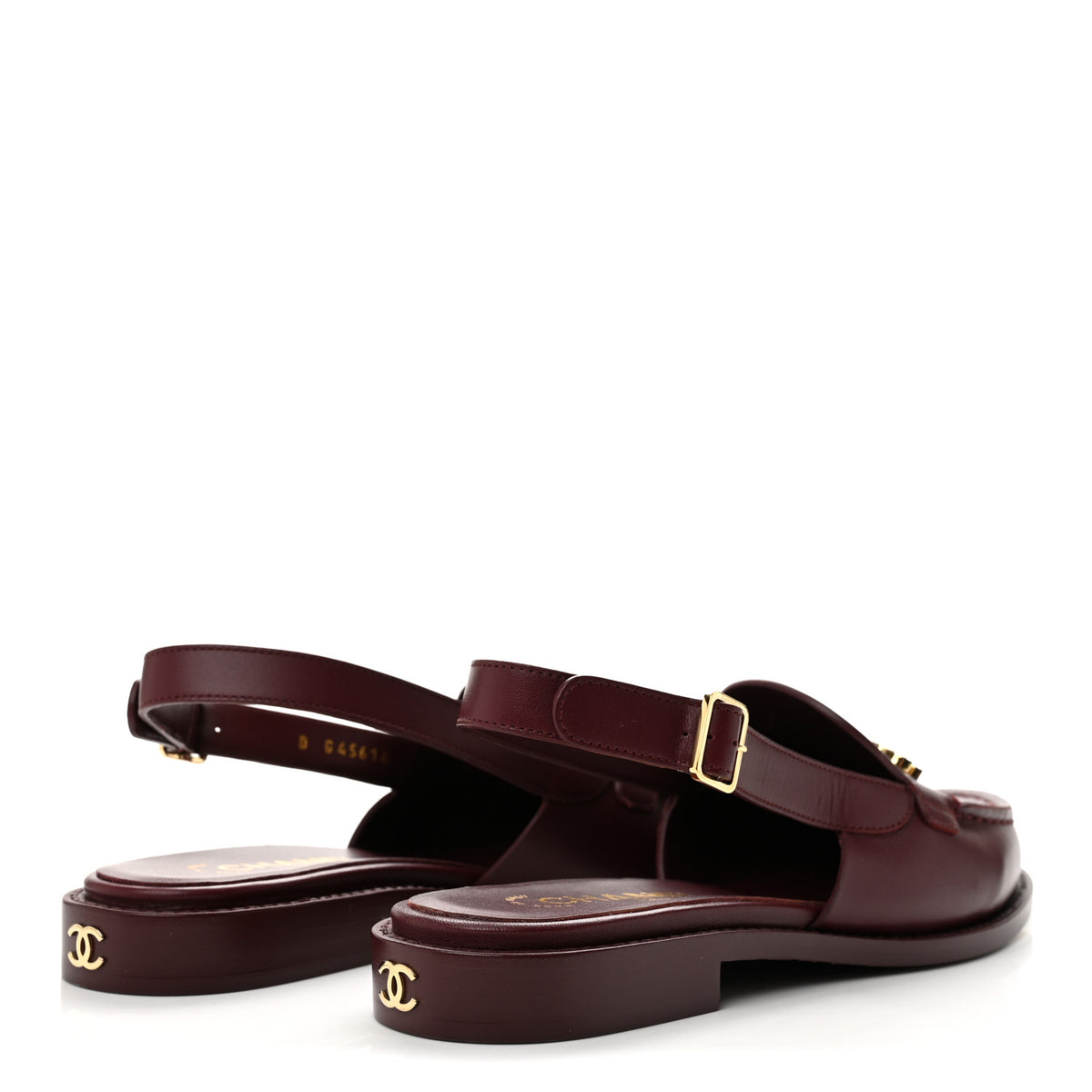 Chanel Calfskin Crystal Slingback Loafers 37 Dark Burgundy 5 of 9