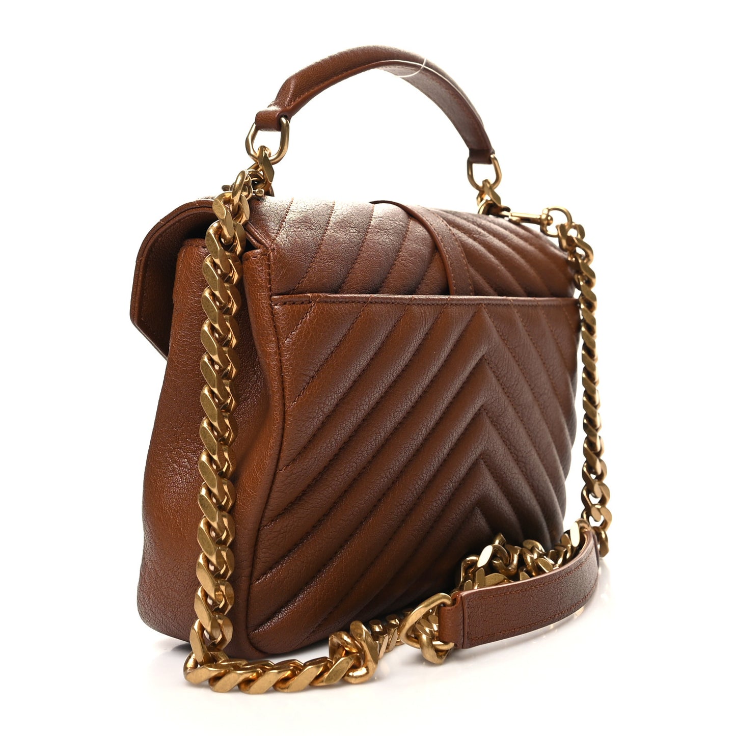 Sheepskin Matelasse Chevron Monogram Medium College Bag Brick