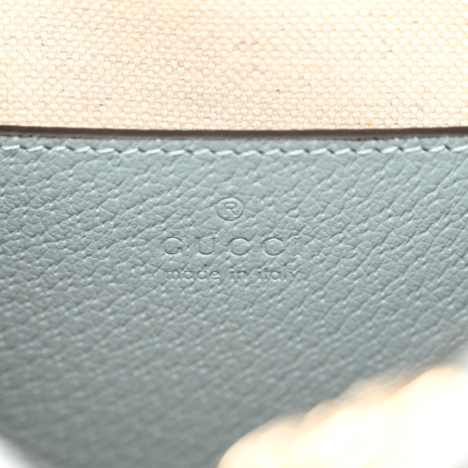 Gucci GG Supreme Monogram Textured Dollar Calfskin Web Mini Ophidia Top Handle Bag Dusty Blue 6 of 10