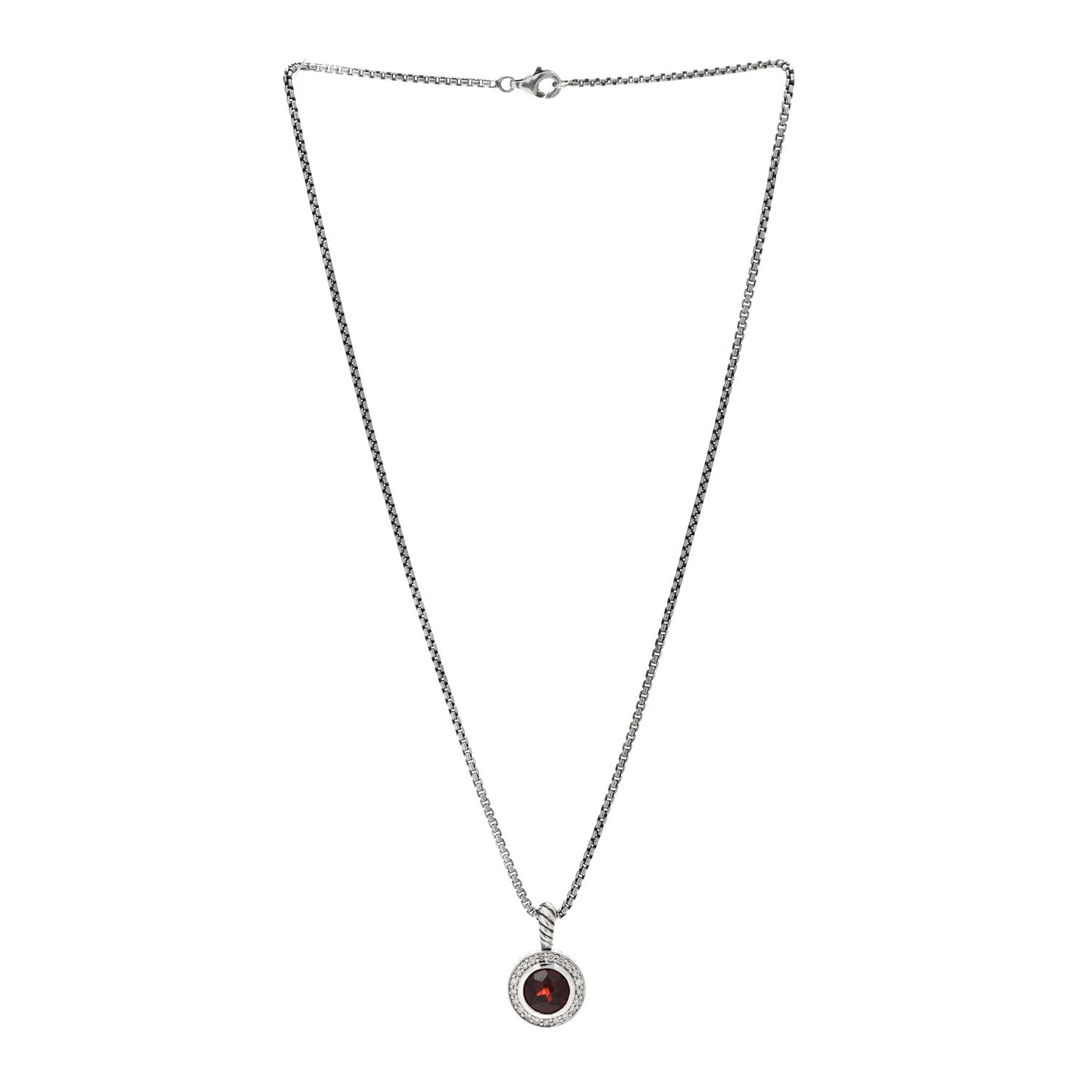Sterling Silver Diamond Garnet 8mm Petite Cerise Pendant Necklace