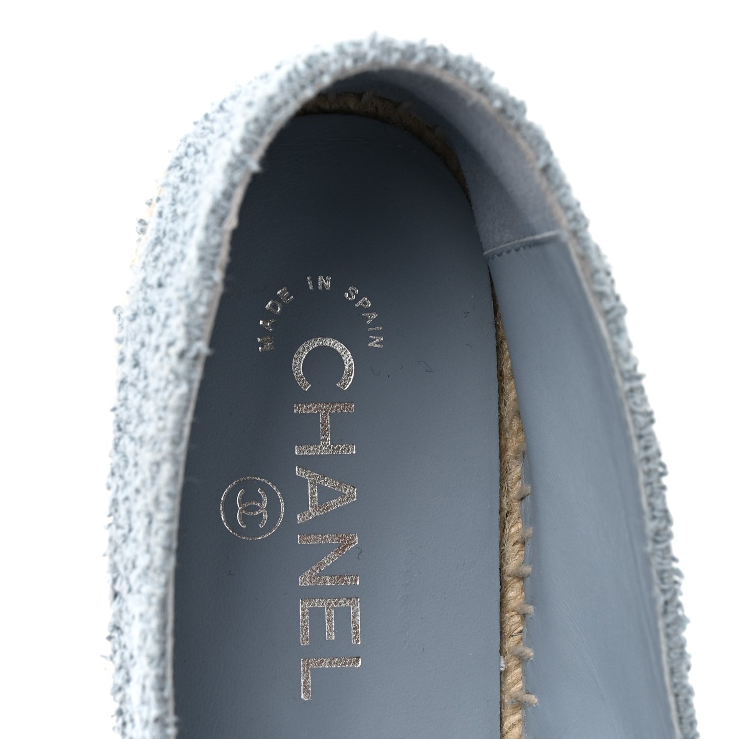 Fabric Grosgrain CC Espadrille 41 Blue Light Gray Black
