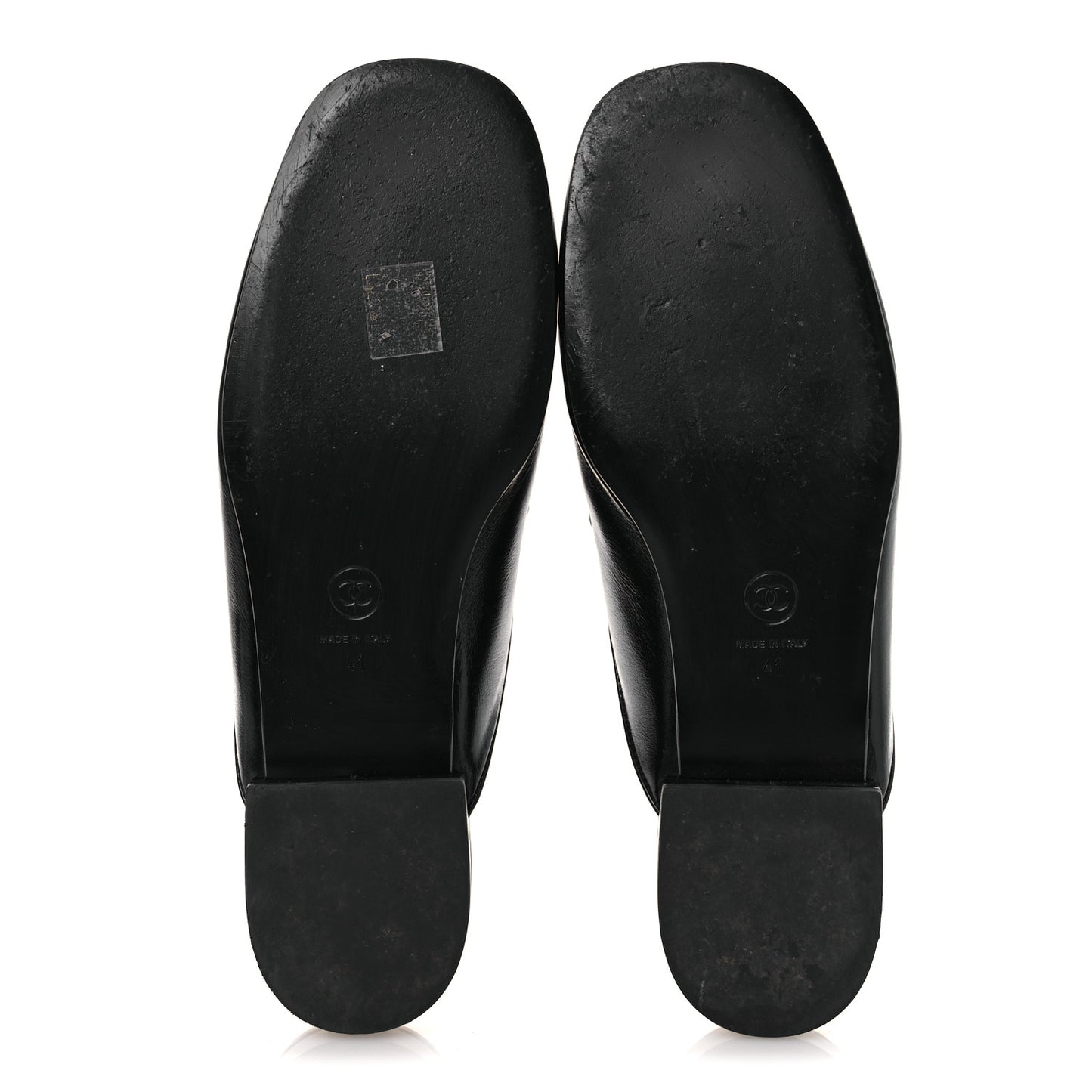 Shiny Calfskin Crystal CC Mules 41 Black