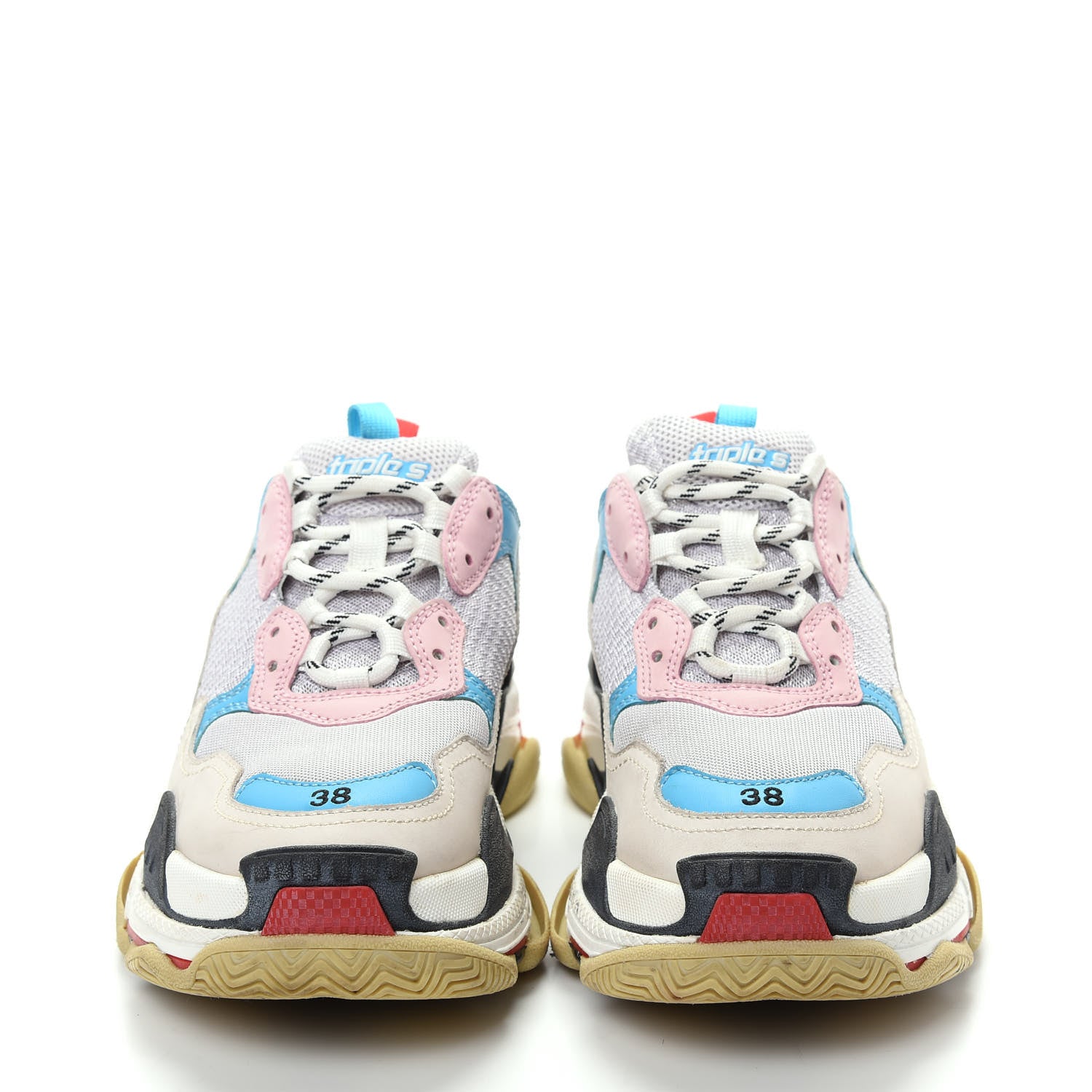 Balenciaga Fabric Mesh Womens Triple S Sneakers 38 White Blue Pink 2 of 10