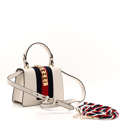 Gucci Calfskin Mini Sylvie Top Handle Bag White 3 of 10