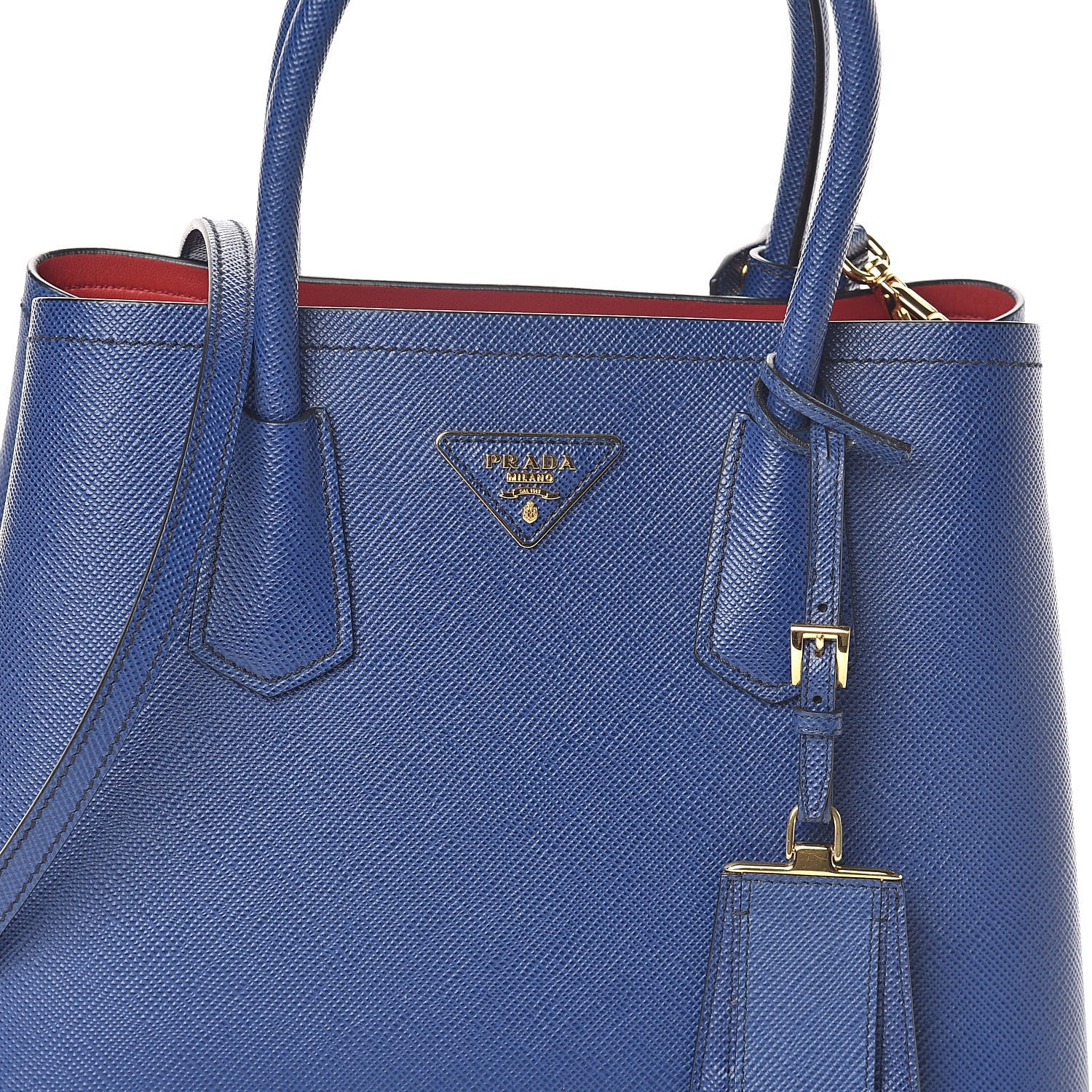 Prada Saffiano Cuir Small Double Bag Inchiostro Fuoco 7 of 9