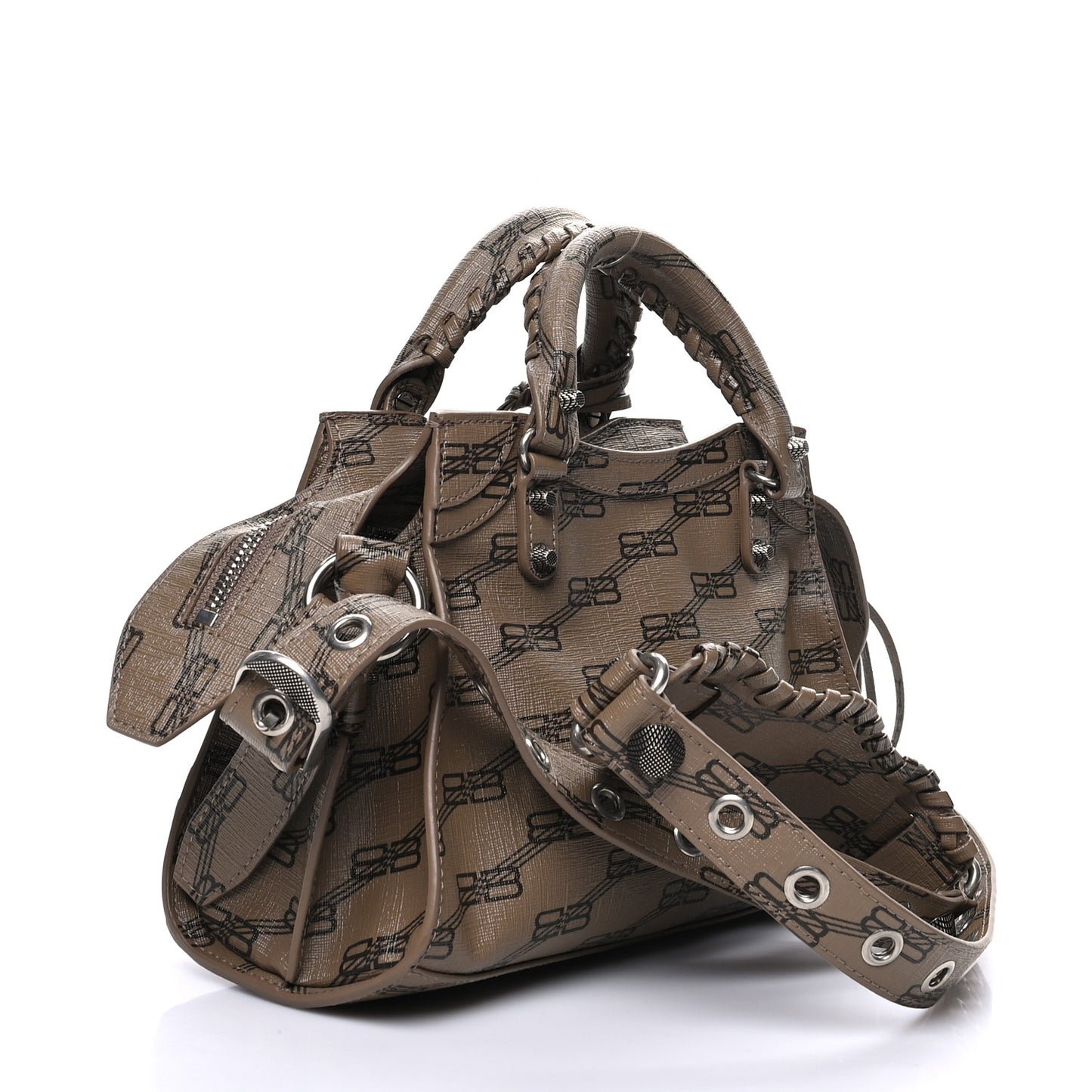 Coated Canvas BB Monogram Neo Cagole Handbag XS Beige Brown