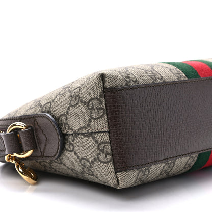 Gucci GG Supreme Monogram Textured Dollar Calfskin Web Small Ophidia Dome Shoulder Bag Beige Ebony New Acero 8 of 9