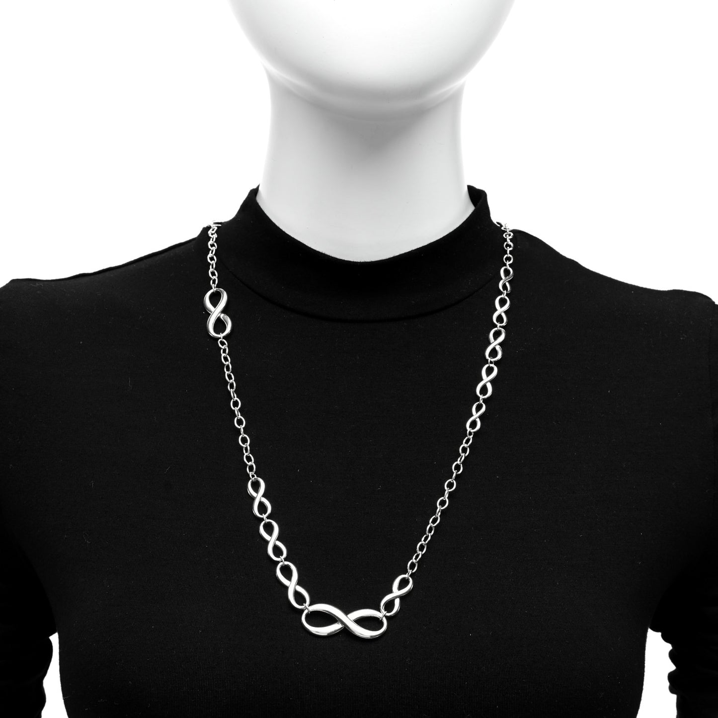 Sterling Silver Wide Infinity Endless Necklace
