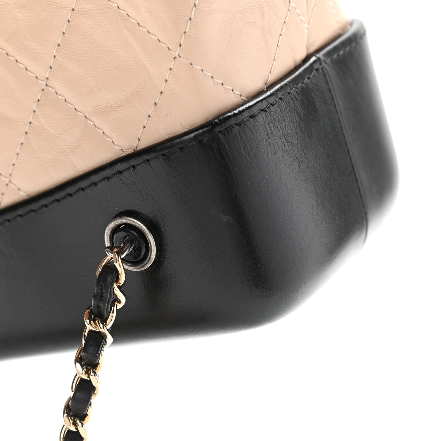 Chanel Aged Calfskin Quilted Small Gabrielle Backpack Beige Black 13 of 14