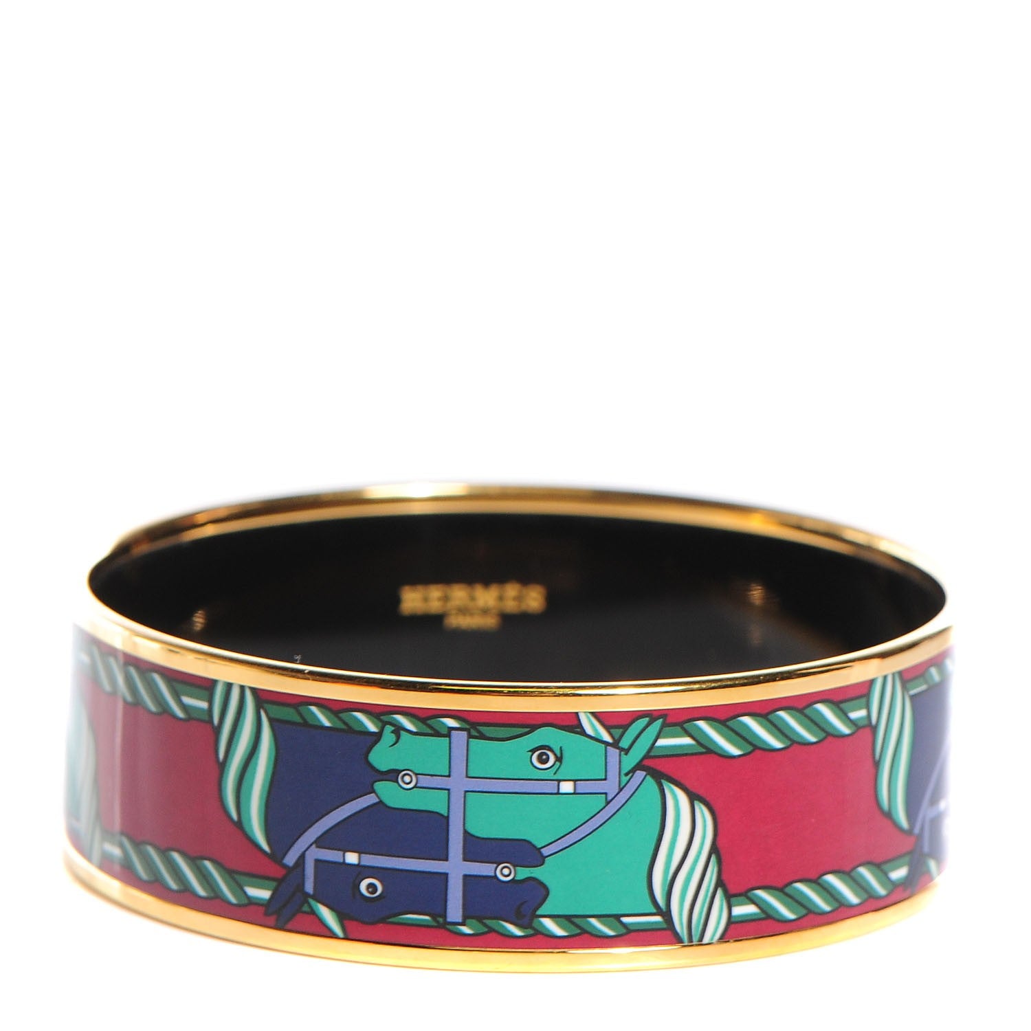 Hermes Enamel Printed Wide Quadrige Bracelet 70 1 of 5