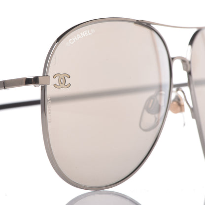 Chanel Metal Aviator CC Sunglasses 4189-T-Q Silver 7 of 8