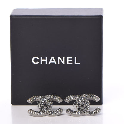Chanel Crystal CC Earrings Silver 6 of 6