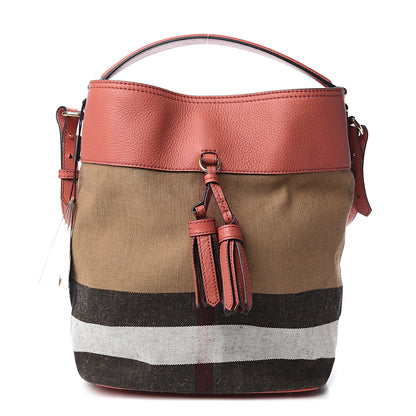 Burberry Canvas Mega Check Medium Ashby Tassel Hobo Cinnamon Red 1 of 9