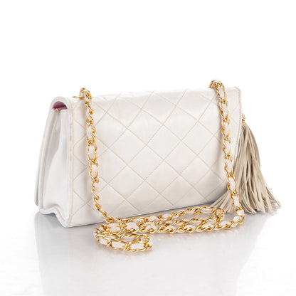 Chanel Lambskin Quilted Small Tassel Single Flap White 3 of 13