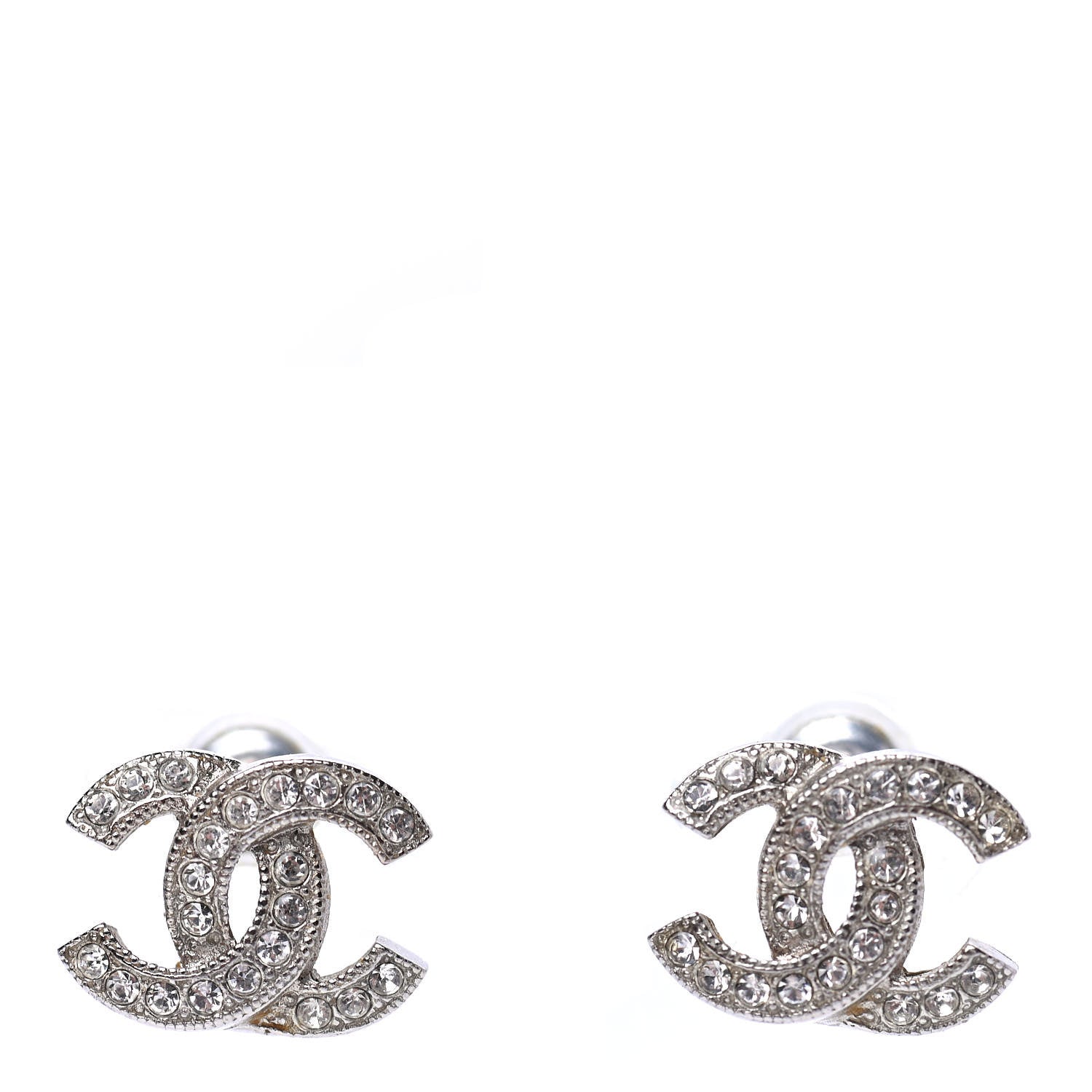 Chanel Crystal CC Earrings Silver 1 of 4