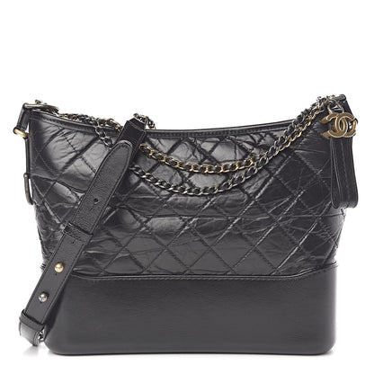 Chanel Aged Calfskin Quilted Medium Gabrielle Hobo Black 1 of 12