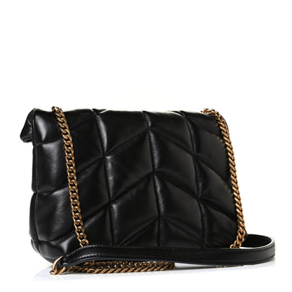 Saint Laurent Lambskin Quilted Toy Loulou Puffer Monogram Chain Satchel Black 2 of 6