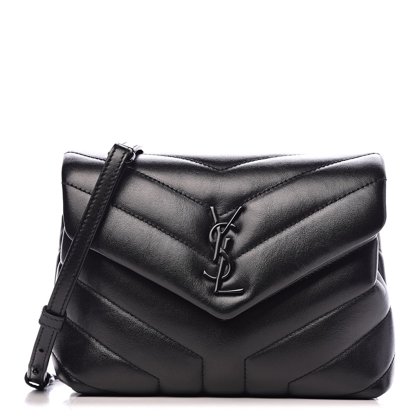 Calfskin Y Quilted Monogram Toy Loulou Crossbody Bag Black