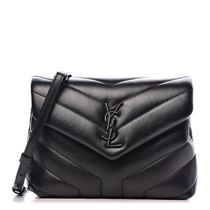 Saint Laurent Calfskin Y Quilted Monogram Toy Loulou Crossbody Bag Black 1 of 11