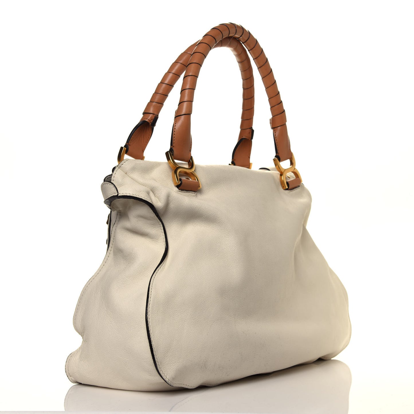 Calfskin Perforated Marcie Animation Satchel Porcelain