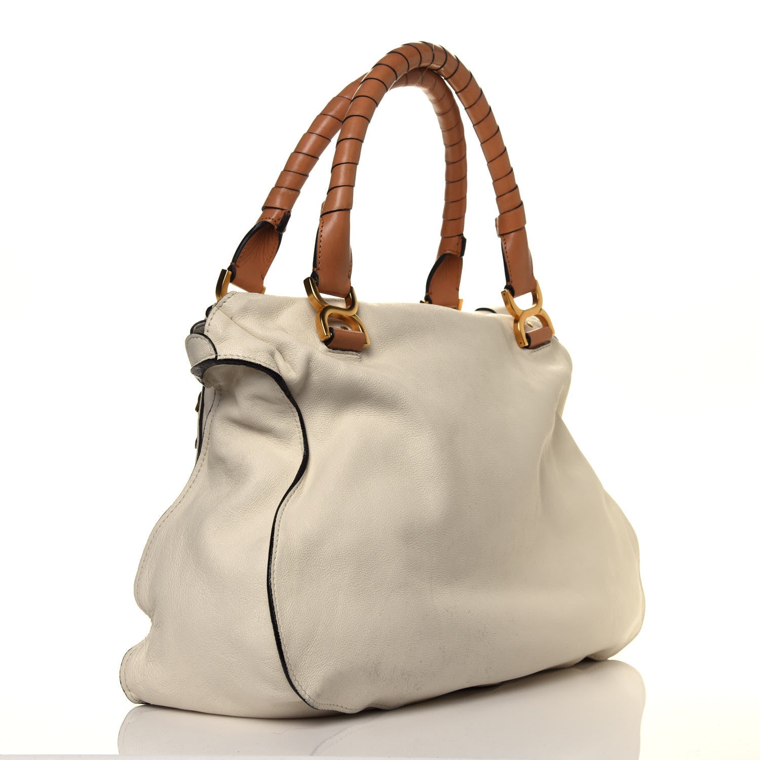 Chloe Calfskin Perforated Marcie Animation Satchel Porcelain 2 of 5
