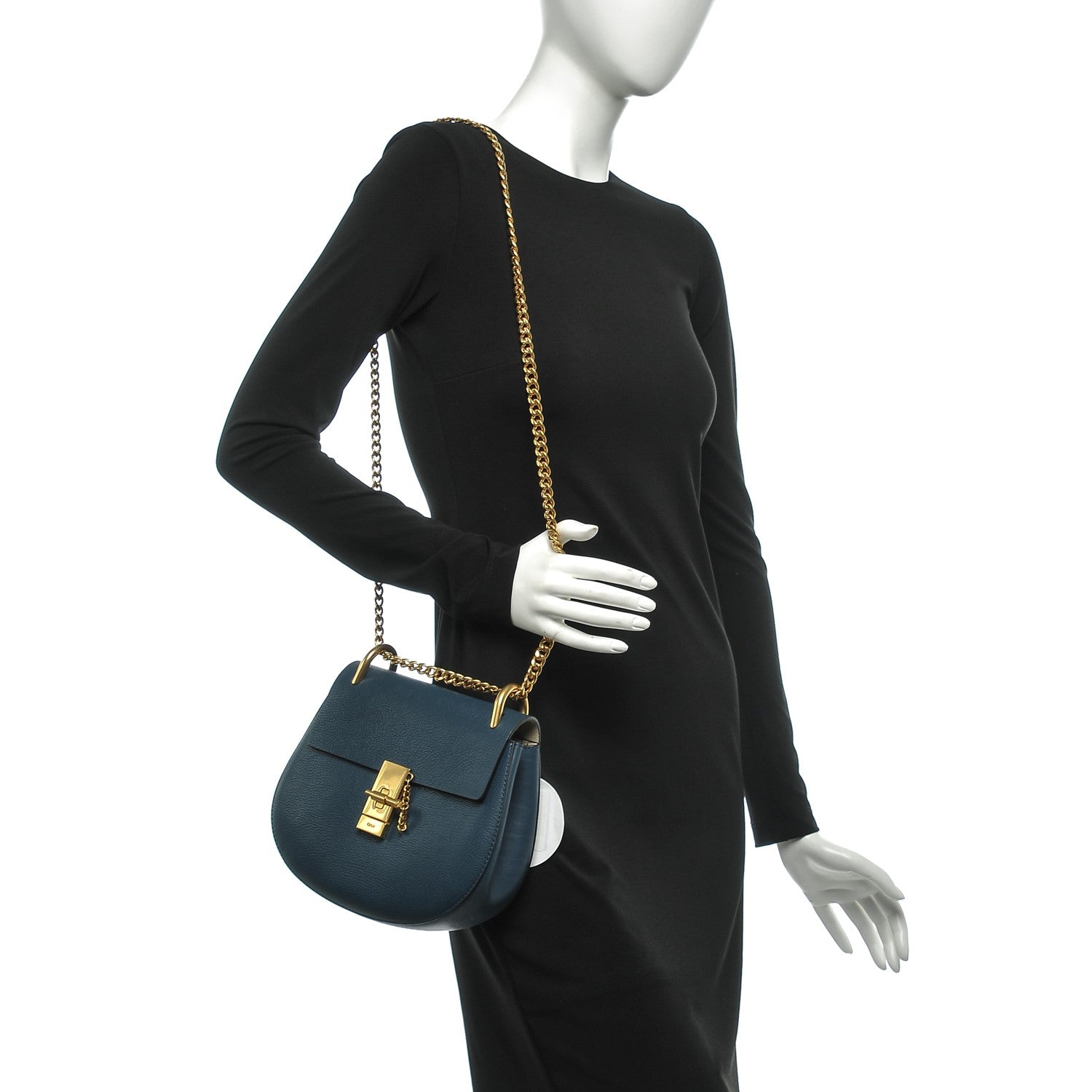 Chloe Grained Lambskin Drew Shoulder Bag Denim Blue 2 of 8