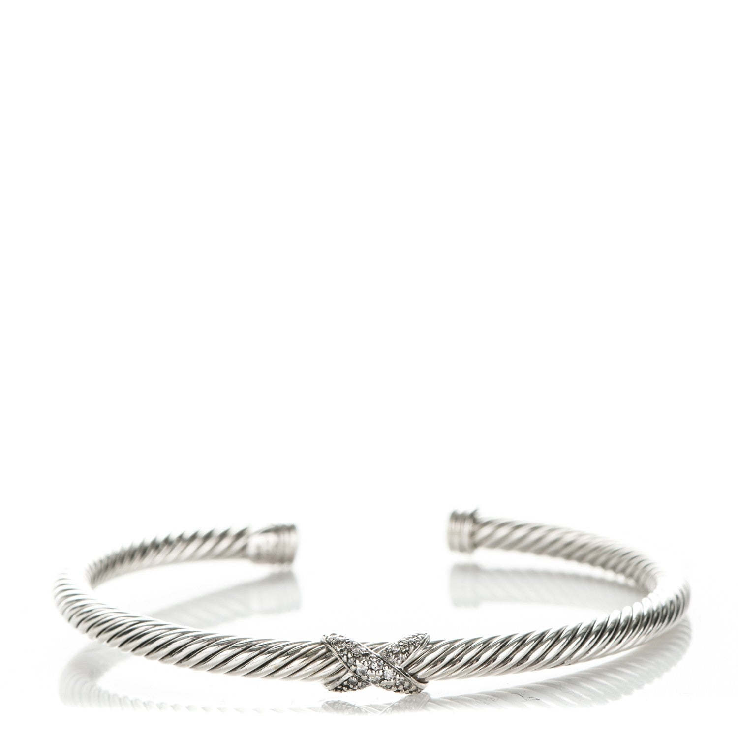 David Yurman Sterling Silver Diamond 4mm X Cable Bracelet 1 of 5