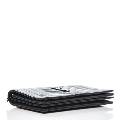 Saint Laurent Sheepskin Matelasse Monogram Rider Poncho Wallet on Chain Black 4 of 12