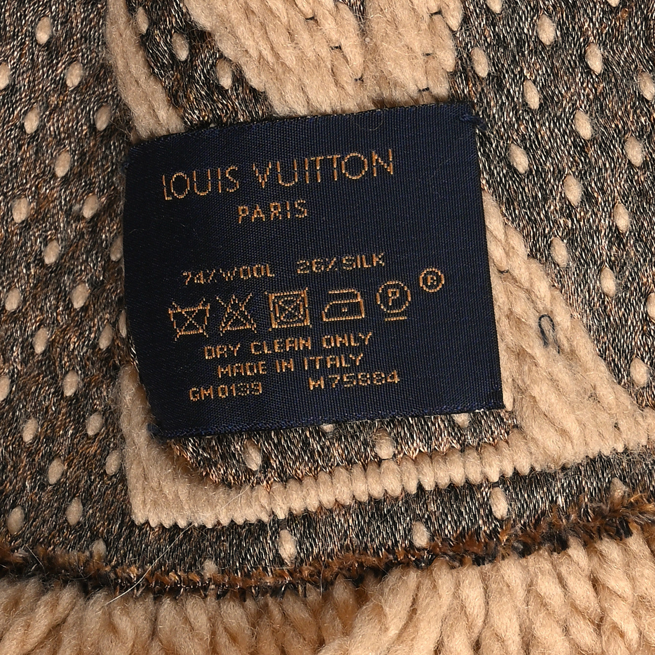 Louis Vuitton Wool Silk Monogram Giant Jungle Logomania Shine Scarf Beige 3 of 3