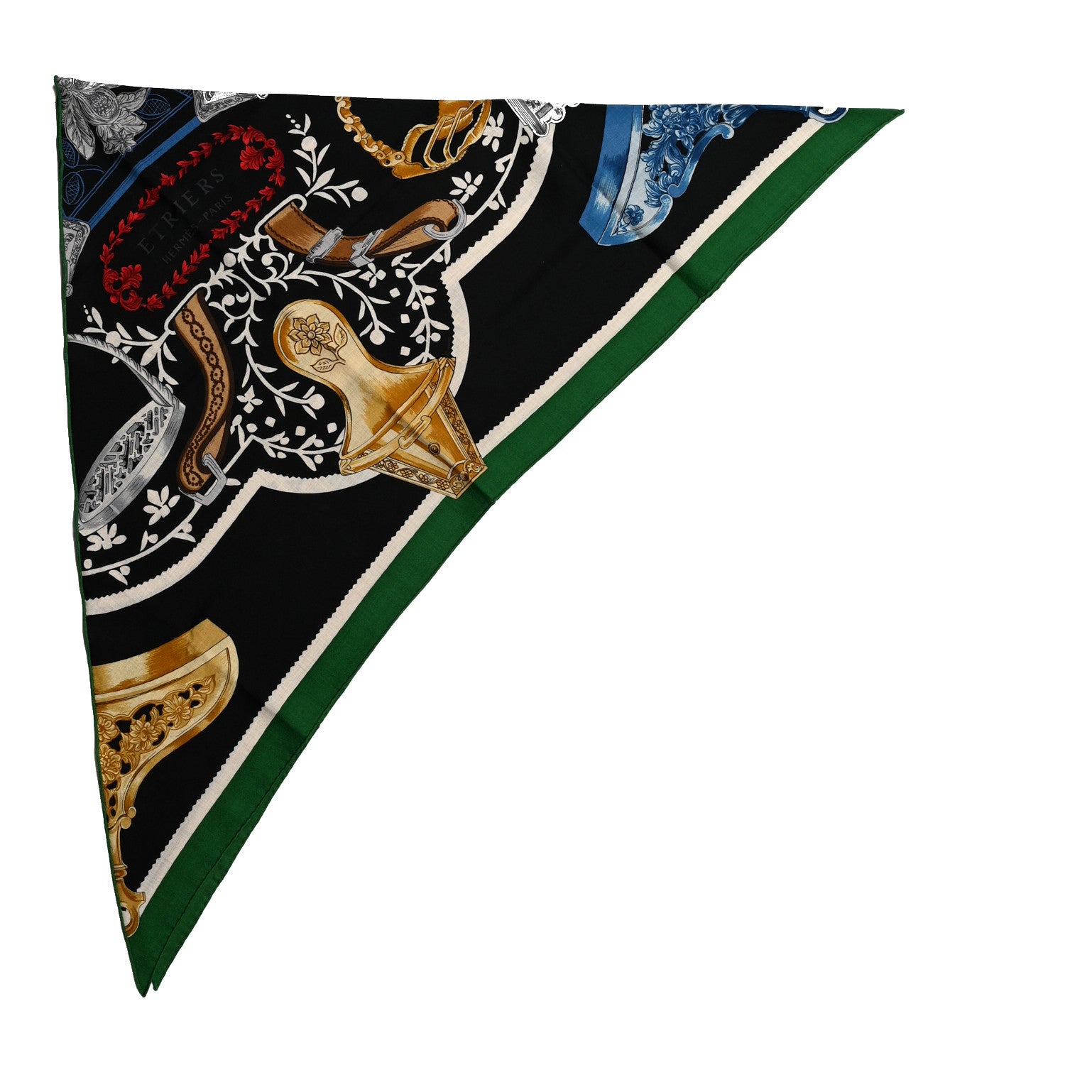 Hermes Silk Etriers Remix Application Coeur Triangle Scarf Black Multicolor 1 of 3