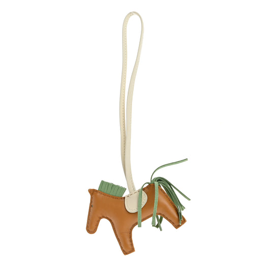 Milo Lambskin Grigri Rodeo Horse Bag Charm PM Sesame Vert Criquet Craie