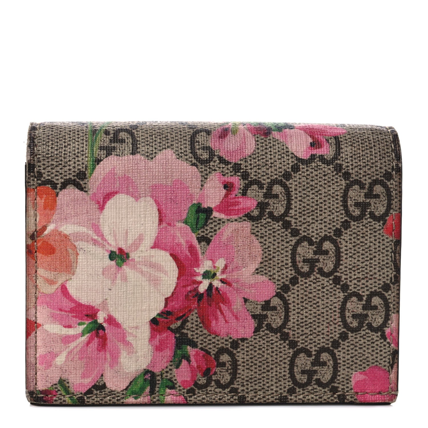 Gucci GG Supreme Monogram Blooms Card Case Beige Multicolor Dry Rose 1 of 7