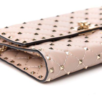 Valentino Garavani Lambskin Rockstud Spike Wallet on Chain Poudre 7 of 8