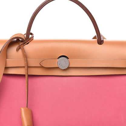 Hermes Vache Hunter Toile Herbag Zip 31 PM Rose Lipstick 16 of 16