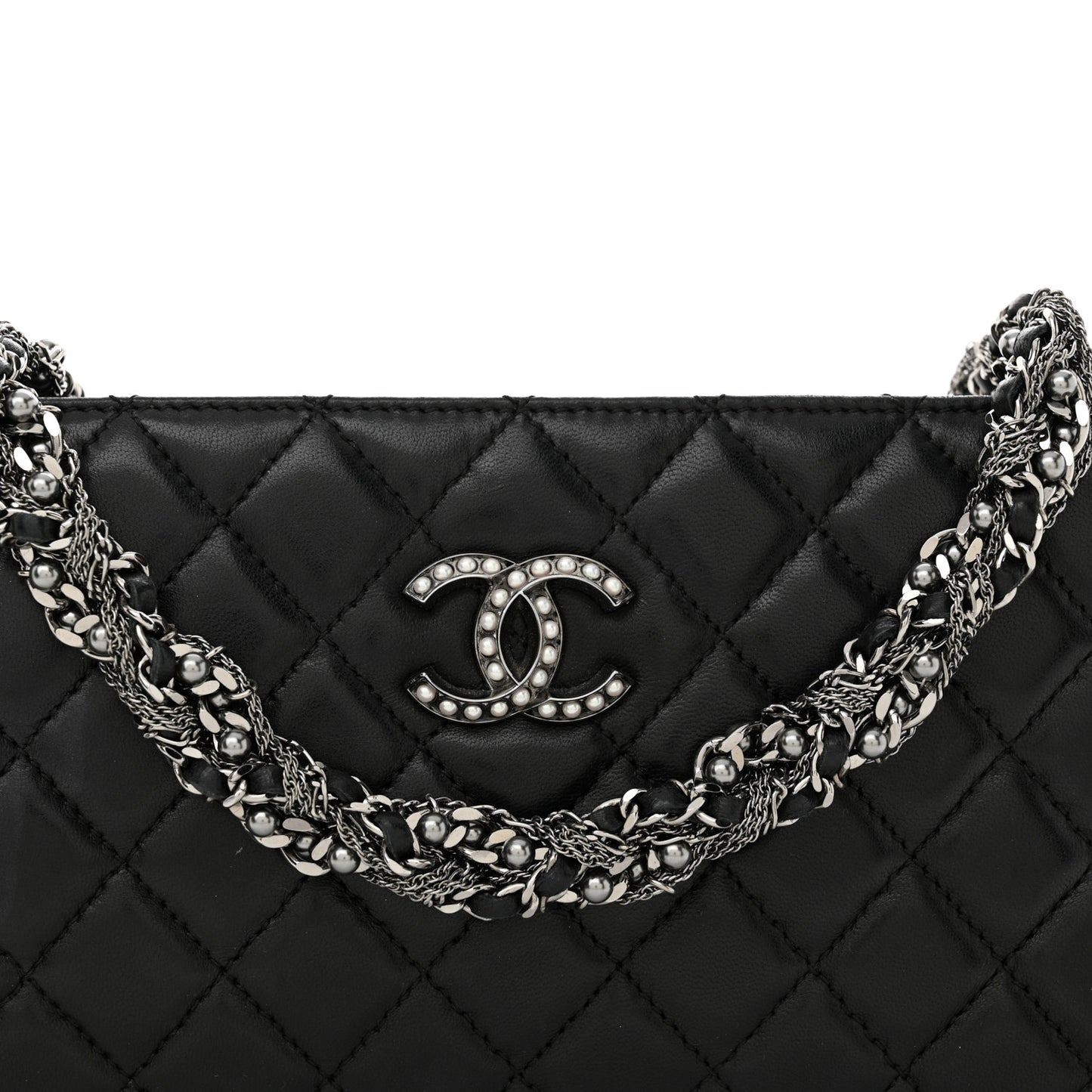 Lambskin Quilted Westminster Pearl Shoulder Bag Black