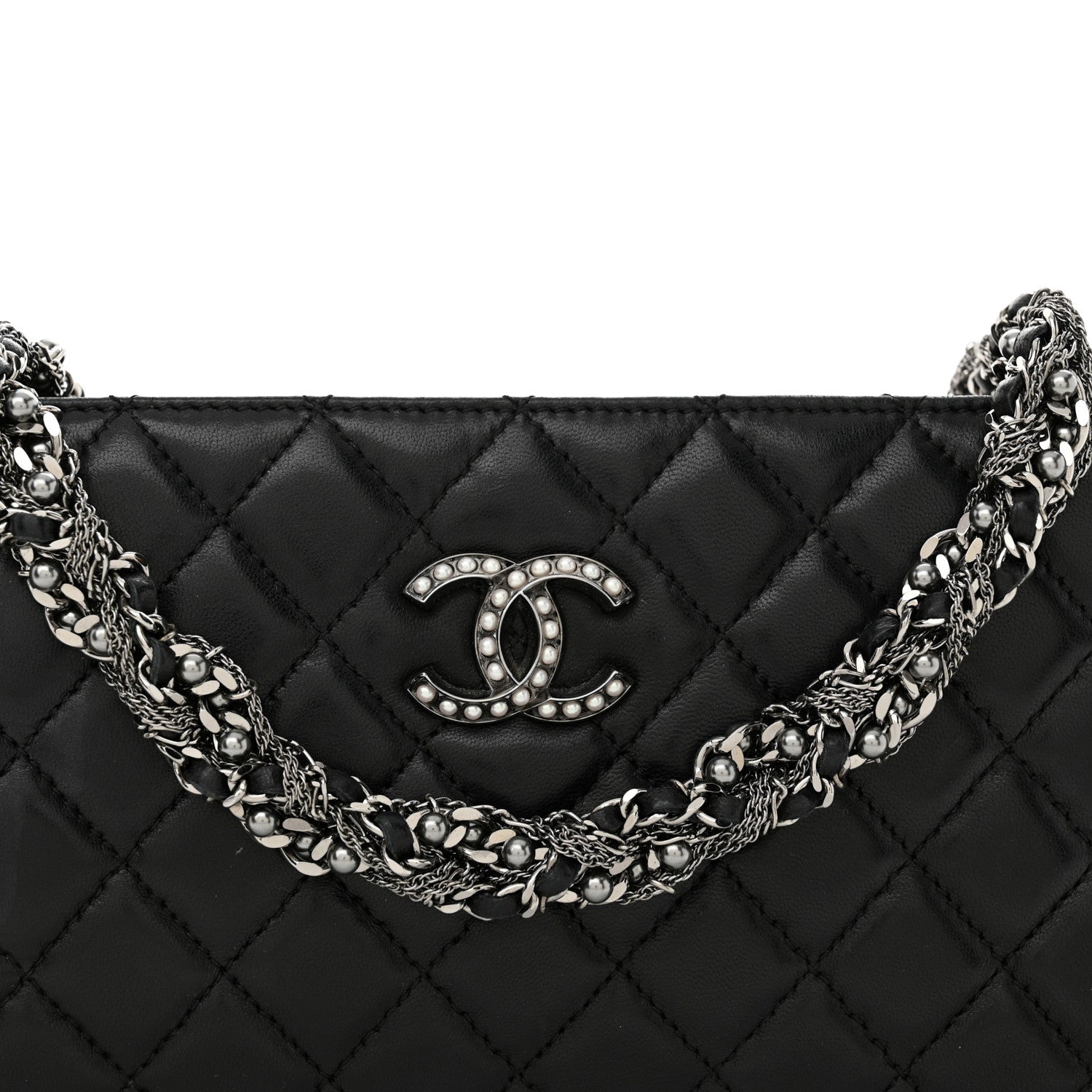 Chanel Lambskin Quilted Westminster Pearl Shoulder Bag Black 8 of 12