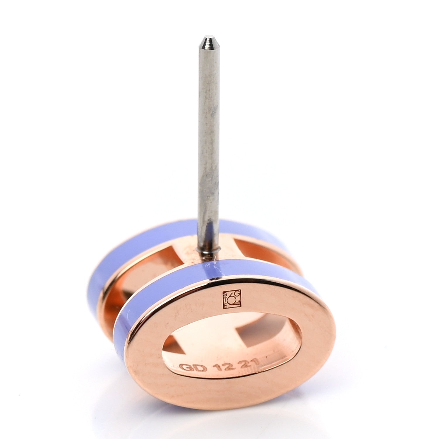 Hermes Rose Gold Lacquered Mini Pop H Earrings Lilac 4 of 5
