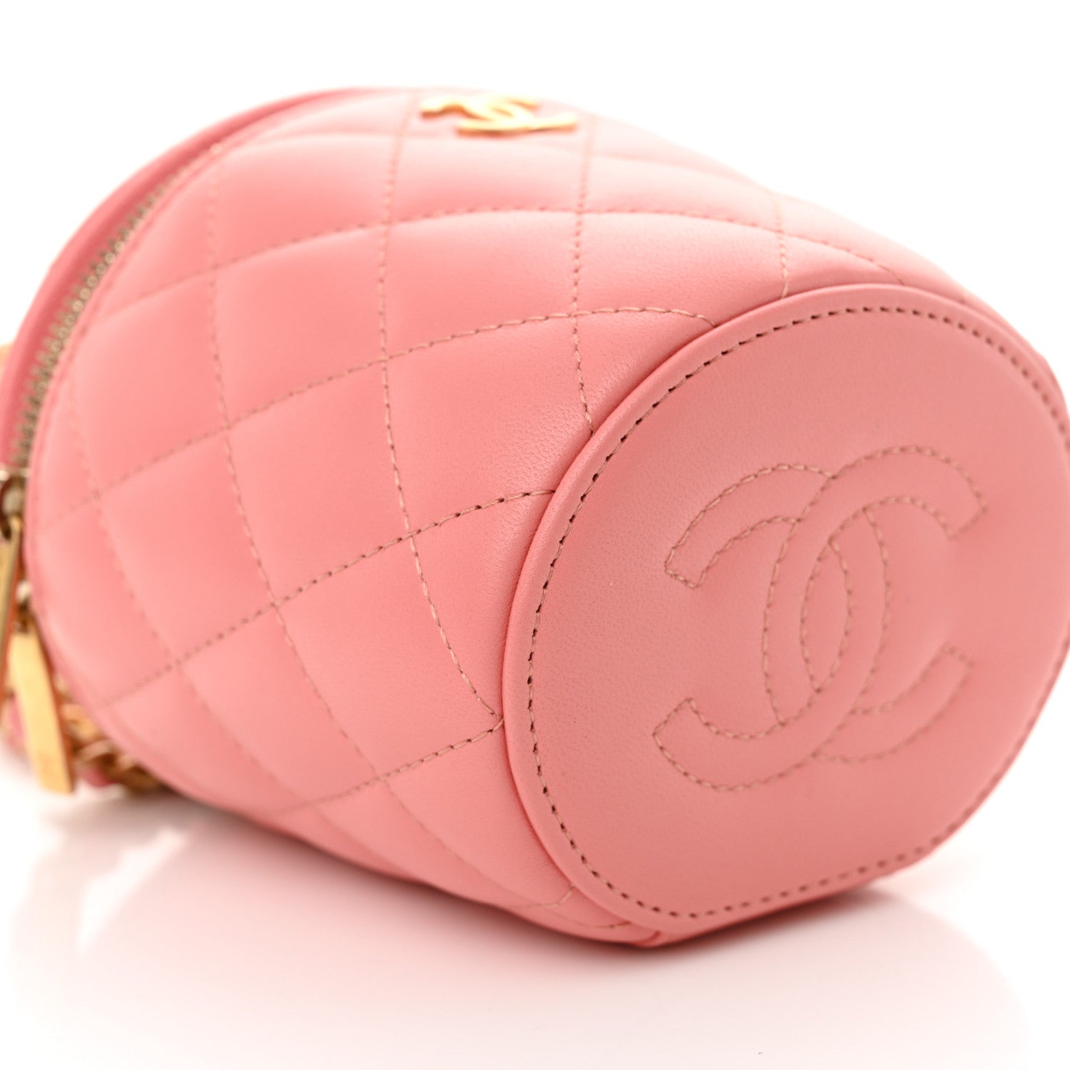 Chanel Lambskin Quilted Afternoon Tea Top Handle Vanity Case With Chain Light Pink 9 of 10