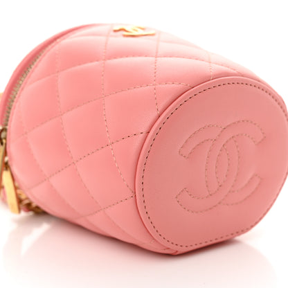 Chanel Lambskin Quilted Afternoon Tea Top Handle Vanity Case With Chain Light Pink 9 of 10