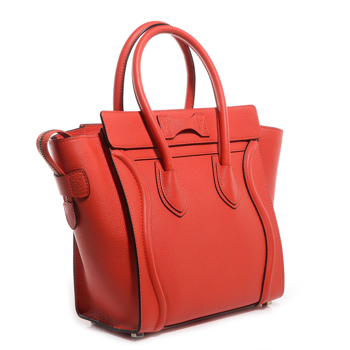 Drummed Leather Micro Luggage Vermillion