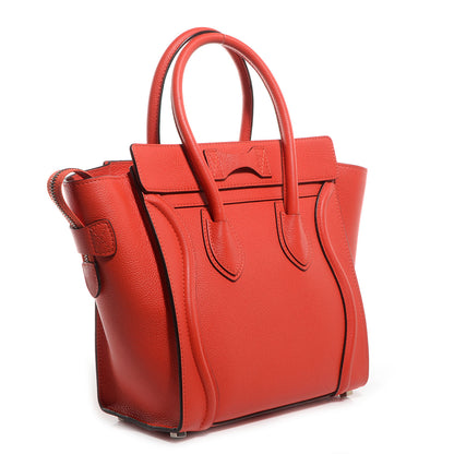 Celine Drummed Leather Micro Luggage Vermillion 3 of 8