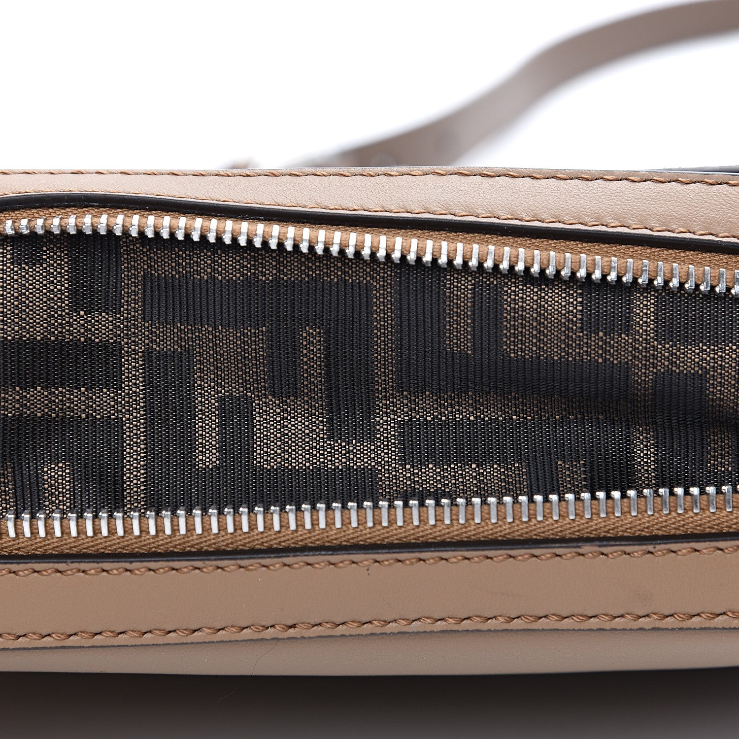Fendi Vitello Grace Suede FF 1974 Embossed Mini Expandable Flap Bag Sand Sughero 9 of 9