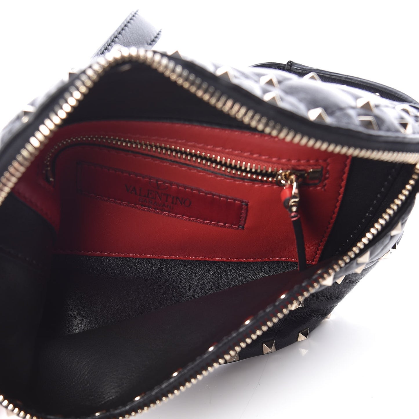 Lambskin Rockstud Spike Belt Bag Black