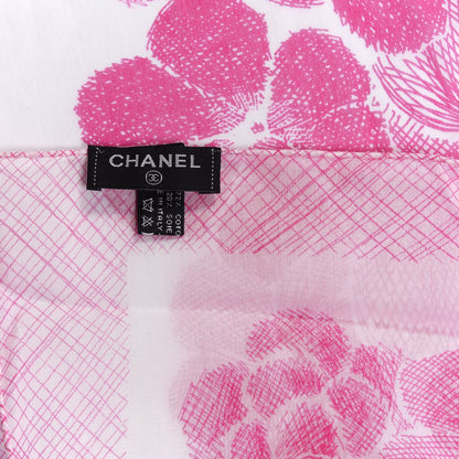 Chanel Cotton Silk CC Camellia Stole Pink White 4 of 4