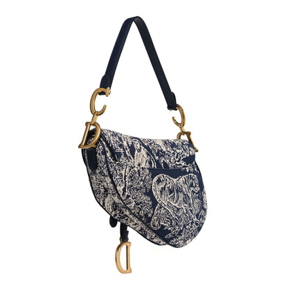 Christian Dior Canvas Embroidered Dioriviera Saddle Bag Blue 3 of 8