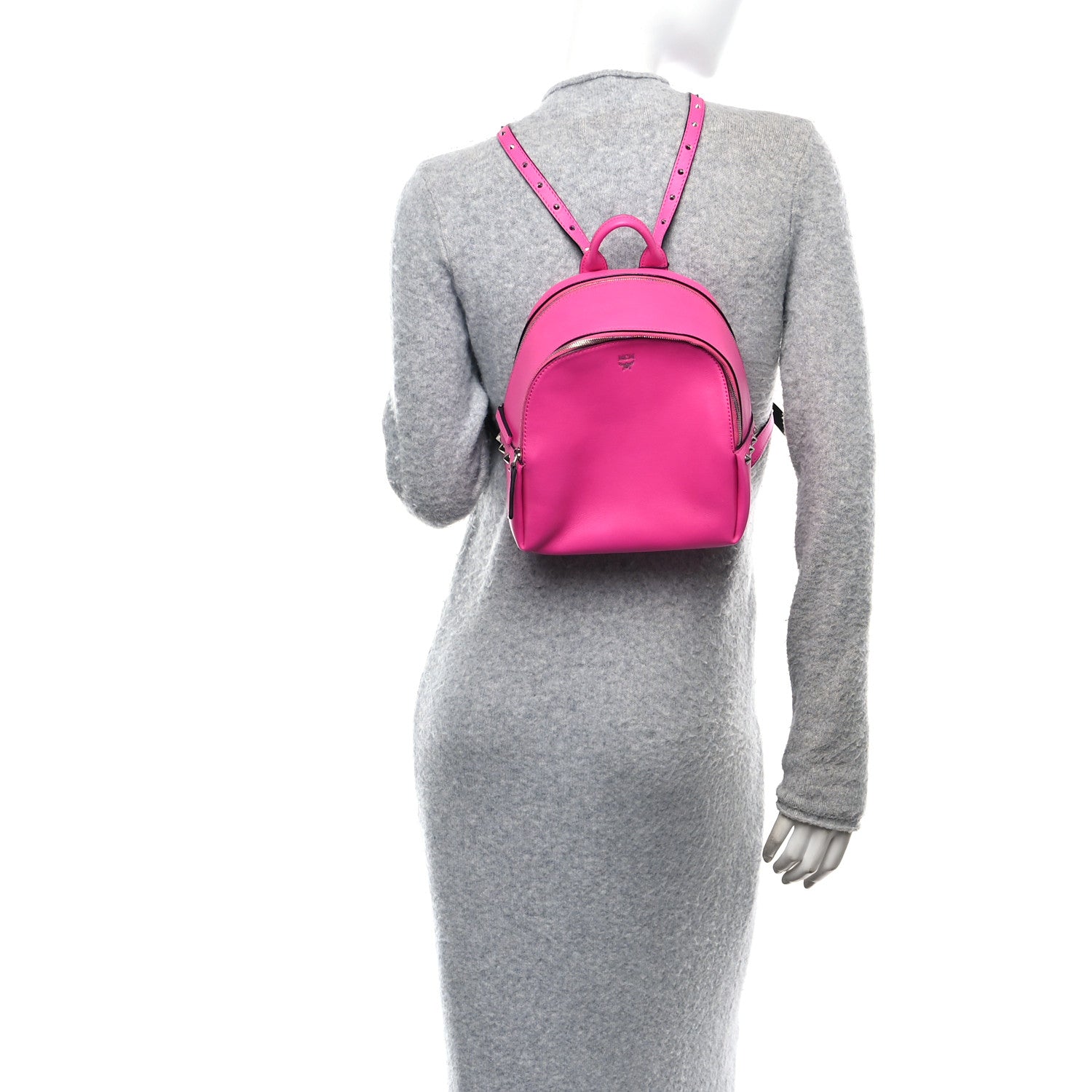 MCM Calfskin Mini Duchess Polke Studs Backpack Electric Pink 2 of 10