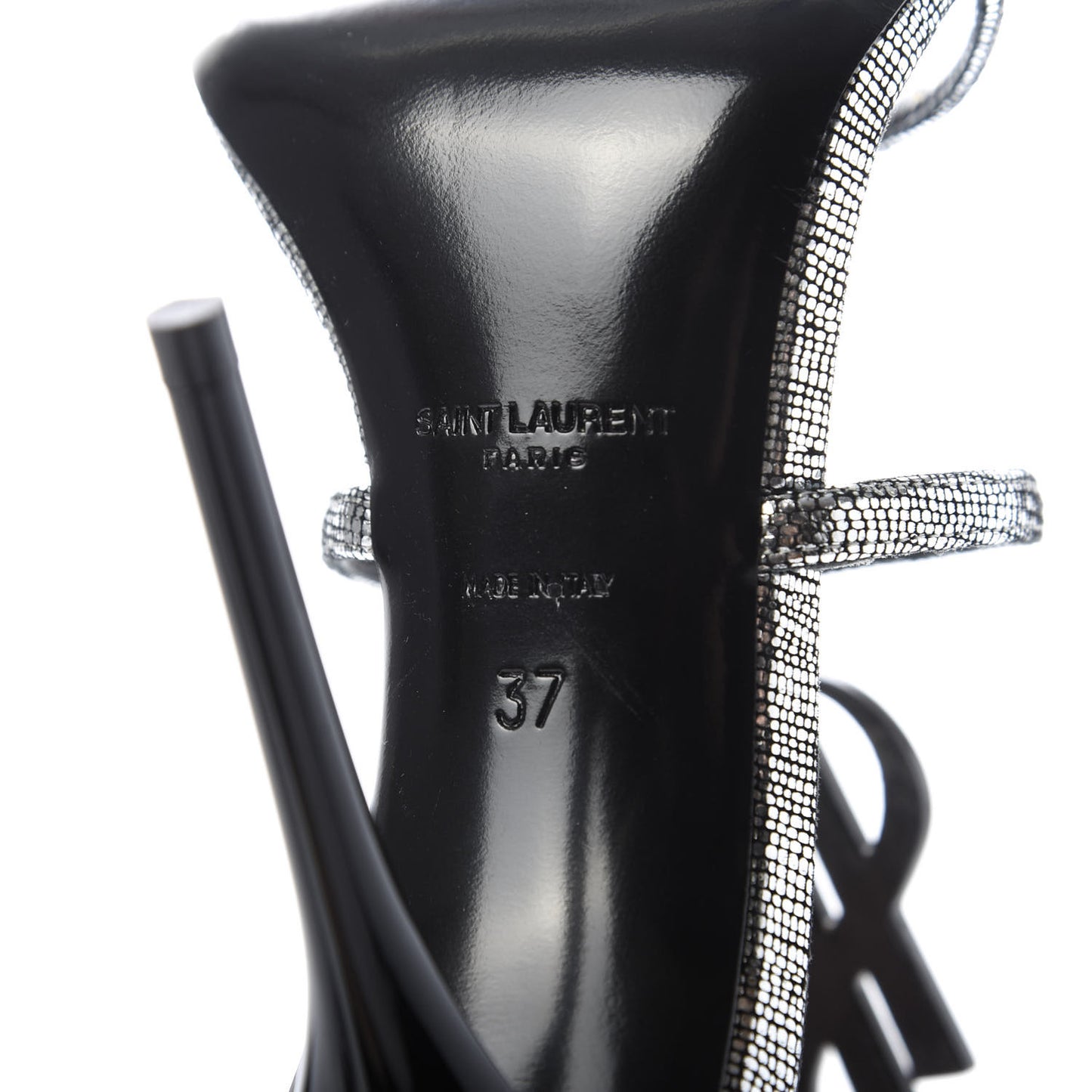 Metallic Calfskin Cassandra 110 Ankle Strap Sandals 37 Argento