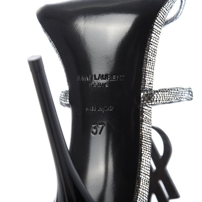 Saint Laurent Metallic Calfskin Cassandra 110 Ankle Strap Sandals 37 Argento 8 of 11