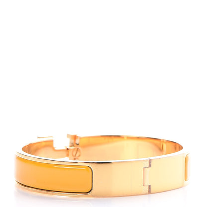 Hermes Enamel Narrow Clic Clac H Bracelet PM Jaune Madras 3 of 5